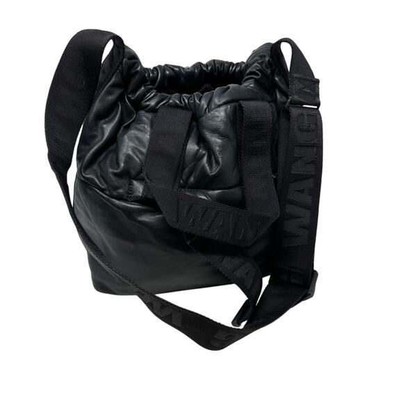 Alexander Wang x H&M Black Leather Drawstring Shoulder Bucket Bag Womens Unisex - Picture 3 of 9
